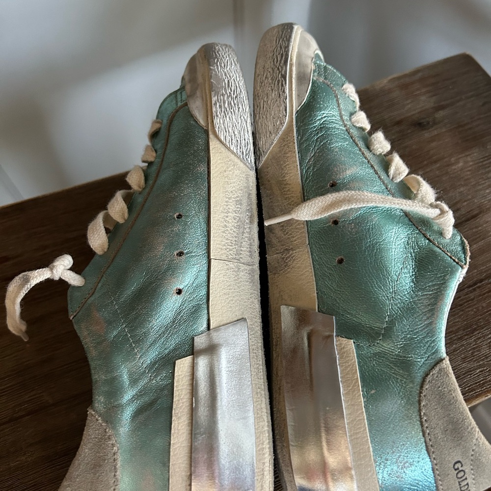 Golden Goose Shoes Sneakers Superstar metallic vintage mint teal like new - Picture 7 of 13